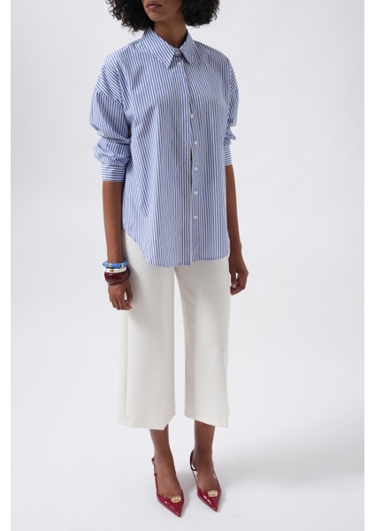 Çizgili Basic Mavi Gömlek modelleri