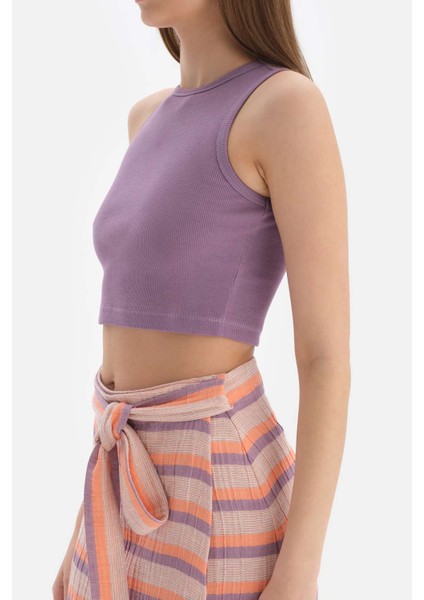Lila Ribanalı Crop