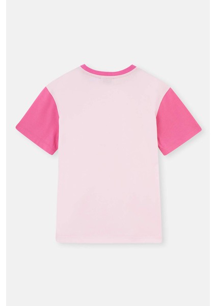 Pembe Barbie Lisans Baskılı Kısa Kollu Bisiklet Yaka T-Shirt fiyatları