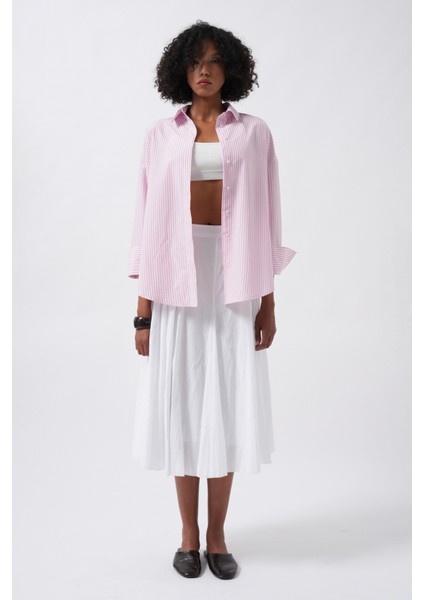 Çizgili Basic Pembe Gömlek fiyatları