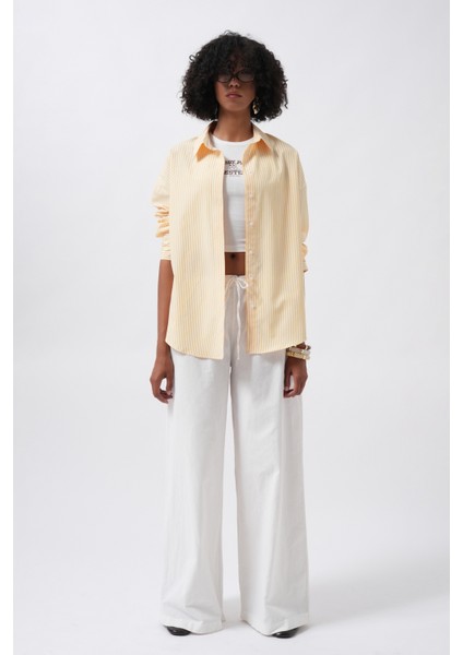 Çizgili Basic Sarı Gömlek fiyatları