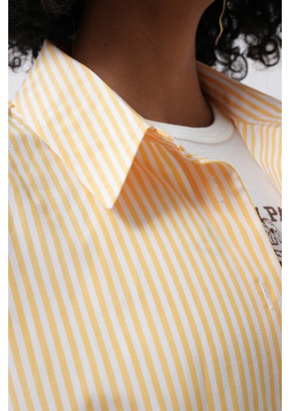 Çizgili Basic Sarı Gömlek indirimleri