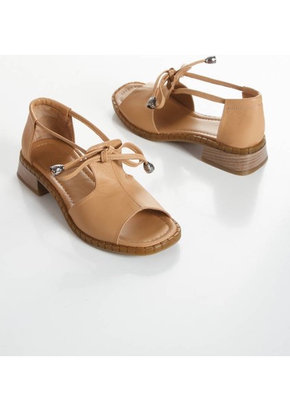 Kadın Hakiki Deri Bağcık Detaylı Sandalet 6326 fırsatları