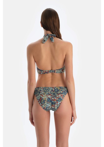Kiremit-Mavi Halter Yaka Bikini Üst fiyatları