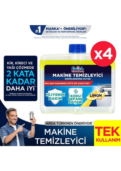 Bulaşık Makine Temizleyici Sıvı Limon 4X250 ml