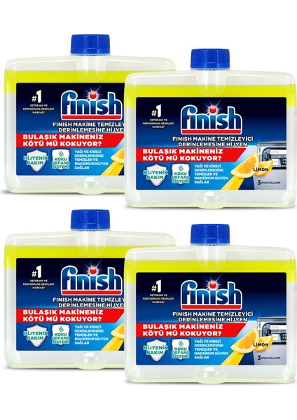 Bulaşık Makine Temizleyici Sıvı Limon 4X250 ml