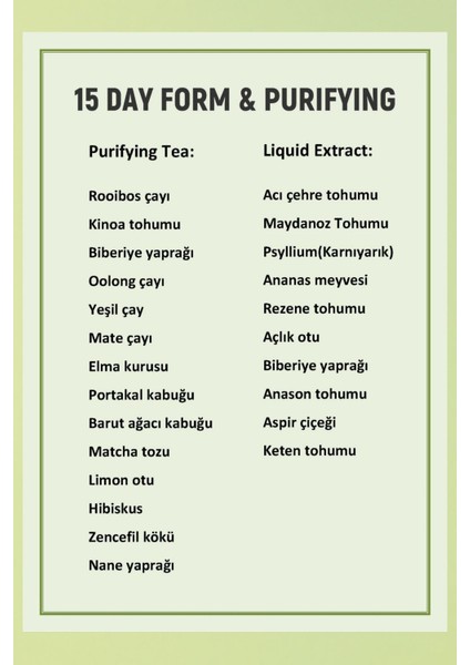 15 Günlük Detoks Programı Detoks Çay & Sıvı Ekstrakt