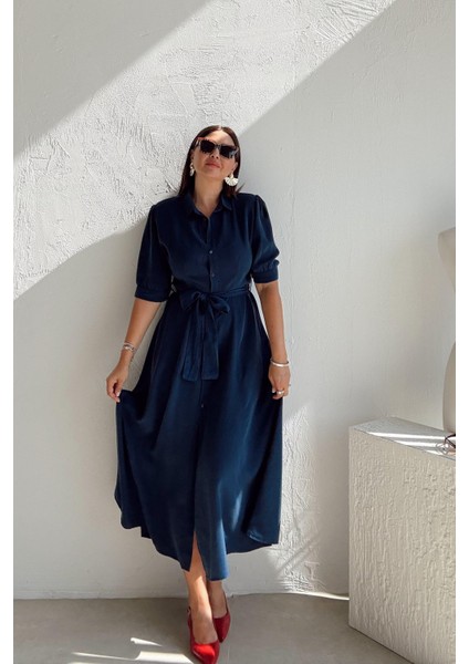 Lacivert Comfort Elbise