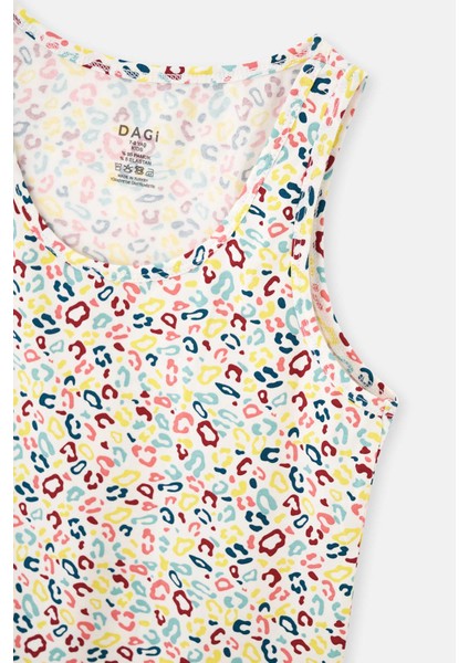 Beyaz Desenli Yeşil 2 Li Kalın Askılı Atlet indirimleri