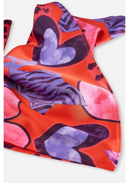 Nar Çiçeği Kalp Desenli Bandana fiyatları
