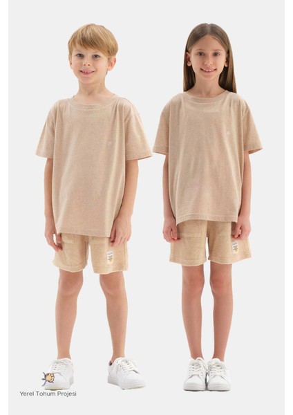 Kahverengi Doğal Renkli Unısex Havlu Şort