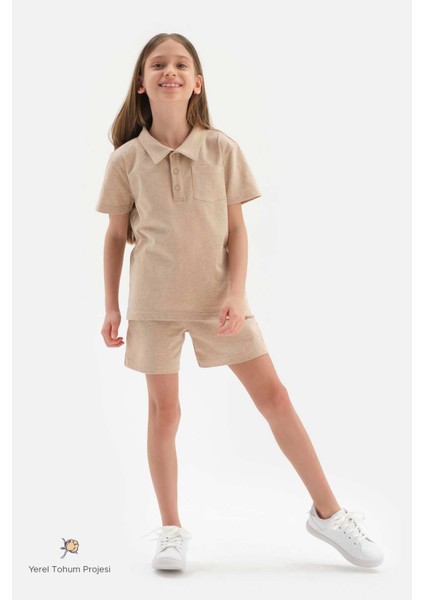 Kahverengi Doğal Renkli Iki Iplik Unısex Şort