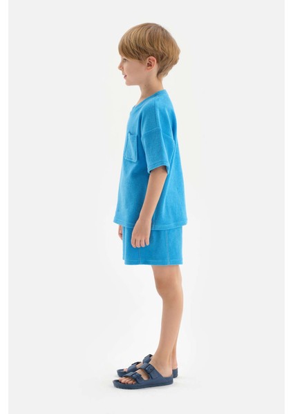 Mavi Erkek Çocuk Havlu Şort modelleri