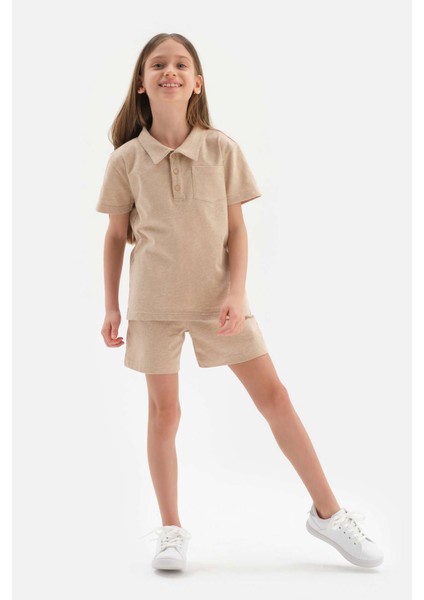 Kahverengi Doğal Renkli Polo Yaka Unısex Tişört fırsatları