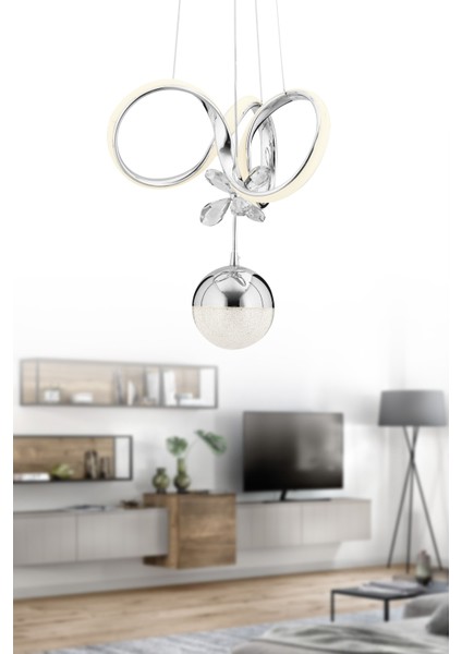 Istanbul Avize Gümüş Twins Beyaz Power Ledli Modern LED Avize