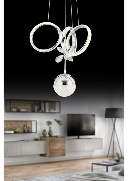 Istanbul Avize Gümüş Twins Beyaz Power Ledli Modern LED Avize