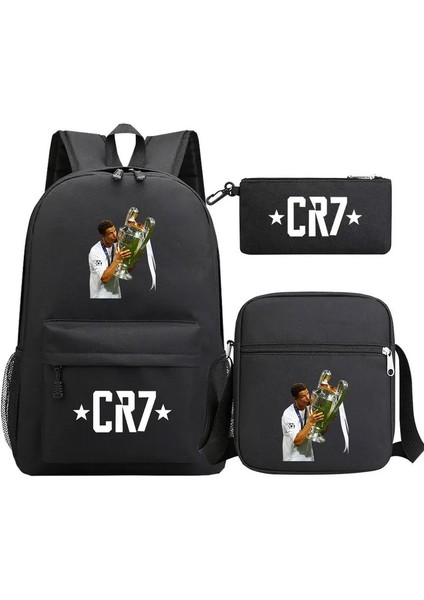 3 Parçalı Ronaldo Baskı Futbol Yıldız Okulu Sırt Çantası Kidscolor Için Set: C (Yurt Dışından)