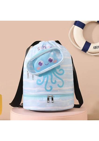 Karikatür Yüzme Çantası, Fitness Büyük Kapasiteli Yı Çantası, Kuru Islak Ayırma Duş Depolama Çantası, Çocuk Taşınabilir Sırt Çantası Zwqcolor: Sky Mavisi/boyut: 15 Inç (Yurt Dışından)