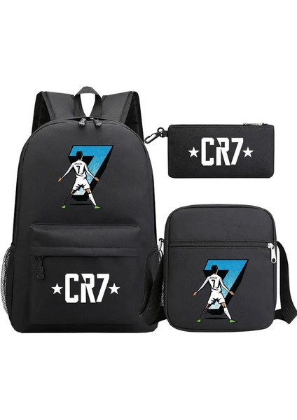 3 Parçalı Ronaldo Baskı Futbol Yıldız Okulu Sırt Çantası Kidscolor Için Set: C (Yurt Dışından)