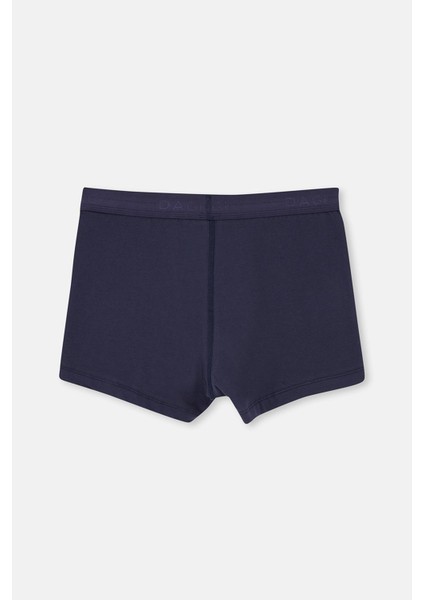 Indigo-Kahverengi 2'li Düz Pamuklu Boxer modelleri