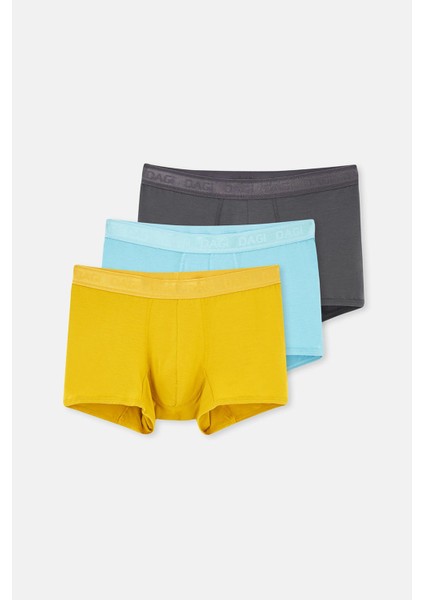 Antrasit-Hardal-Mavi 3'lü Düz Micro Modal Boxer
