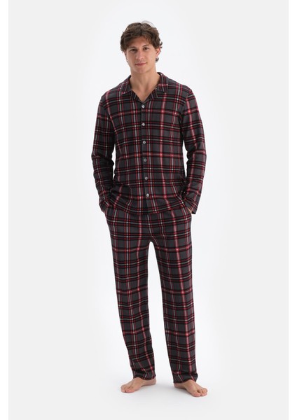 Multicolor Ekose Interlok Gömlek Pijama Takımı