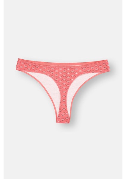 Mürdüm-Pembe-Turkuaz Kadın 3'lü Desenli Thong Külot indirimleri