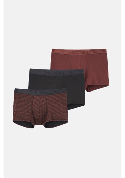 Kahverengi-Siyah 3'lü Desenli Micro Modal Boxer