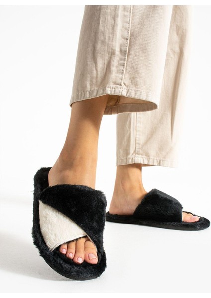 Siyah Kışlık Dikişli Taban Çinçila Peluş Kumaş Burgu Terlik Sessiz Taban Ev Terliği fiyatları