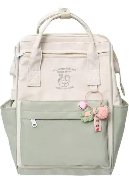 Büyük Kapasiteli Ortaokul Öğrenci Öğrenci Schoolbag Renk Eşleşmesi Basit Su Geçirmez Sırt Çantası Eğlence Seyahat Depolama Çantası Рюкзак Renk: Yeşil/boyut: Kolye Olmadan (Yurt Dışından)