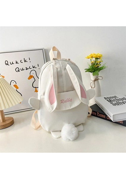 Kız Tavşan Kulak Sırt Çantası Sıradan Okul Çantası Su Geçirmez Büyük Kapasiteli Okul Okul Sırt Çantası Düz ​​fermuar Katı Gençler Seyahat ve Hediyeler Renk: Beyaz (Yurt Dışından)