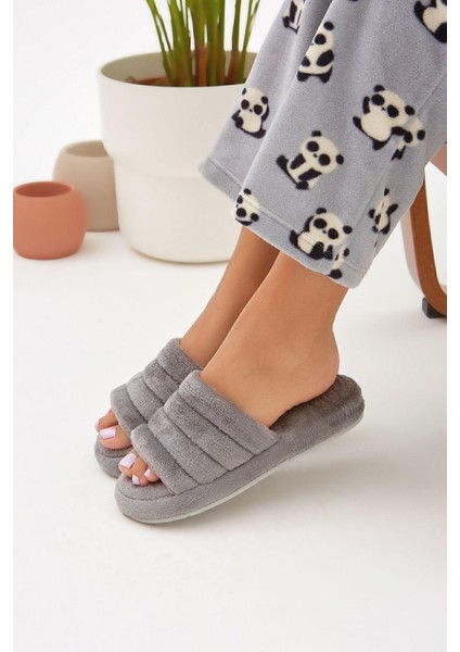 Gri Önü Açık Sessiz Taban Kadın Terlik Ev Terliği fiyatları