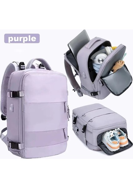 Buylor Seyahat Sırt Çantası Kadınlar Için 40X25X20 Uçak Kabin Sırt Çantası Taşıma Bagajı 14 Inç Dizüstü Bilgisayar Sırt Çantası Gündelik Okulbackpackcolor: Mor (Yurt Dışından)