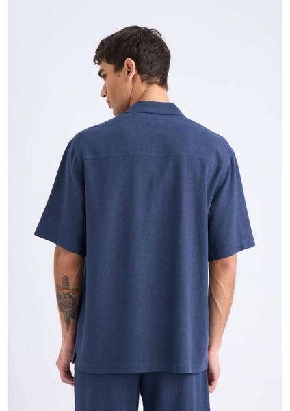 Relax Fit Polo Yaka Pamuklu Yazlık Kısa Kollu Gömlek D8875AX25SM indirimleri
