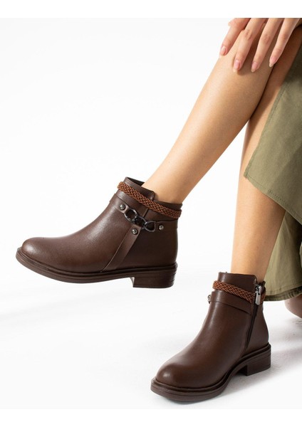 Kadın Kahverengi Fermuarlı Bot fiyatları