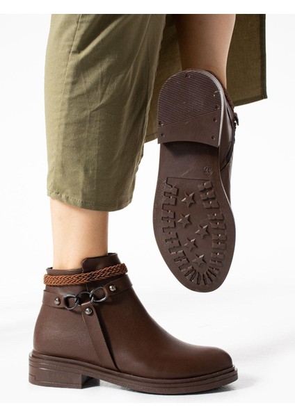 Kadın Kahverengi Fermuarlı Bot indirimleri