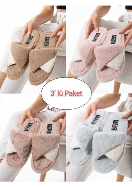 3'lü Paket Kışlık Dikişli Taban Çinçila Peluş Kumaş Burgu Terlik Ev Terliği Çeyiz Bohça Seti fiyatları