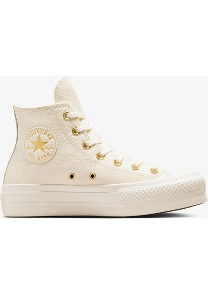 Chuck Taylor All Star Lift Kadın Krem Deri Platform Sneaker