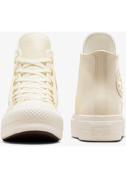 Chuck Taylor All Star Lift Kadın Krem Deri Platform Sneaker modelleri
