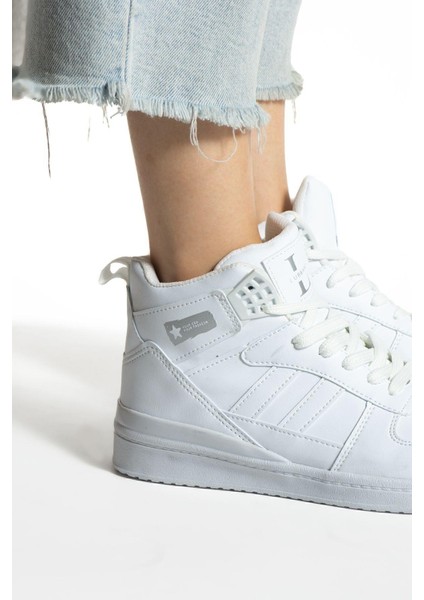 Kadın Lubrand Beyaz Bilekli Spor Ayakkabı Basket Ayakkabısı Düz Tabanlı Şık ve Dayanıklı fırsatları