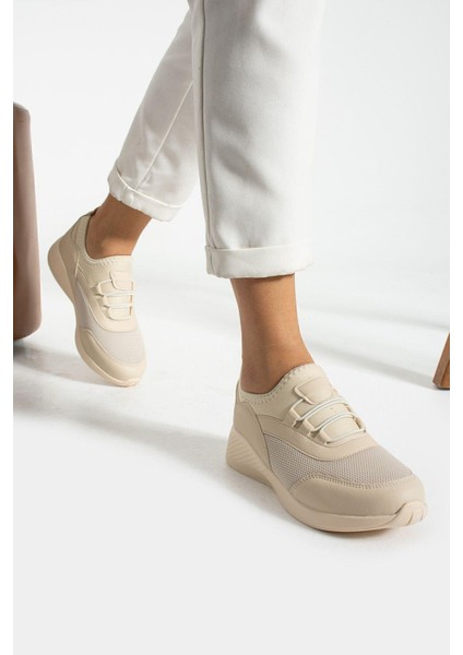 Bej Anatomik Esnek Taban Slip-on Spor Ayakkabı Günlük Sneaker fiyatları