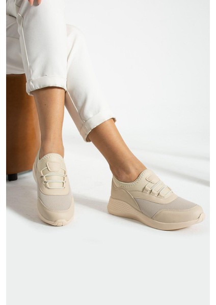 Bej Anatomik Esnek Taban Slip-on Spor Ayakkabı Günlük Sneaker fırsatları