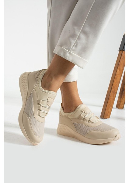Bej Anatomik Esnek Taban Slip-on Spor Ayakkabı Günlük Sneaker indirimleri