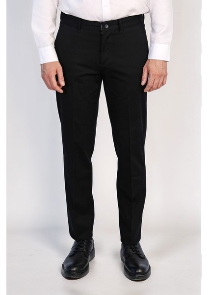 / Regular Çino Pantolon/ Siyah