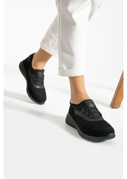 Siyah Anatomik Esnek Taban Slip-on Spor Ayakkabı Günlük Sneaker fiyatları