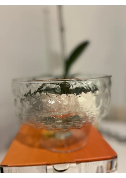 Ayaklı Boncuk Desenli Cam Kurabiyelik Sunumluk Pasta Sunumluğu Çap 18,5 cm En 13CM modelleri
