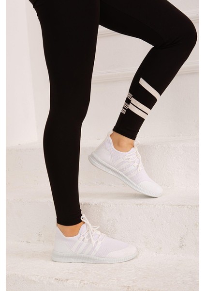 Beyaz Triko Spor Ayakkabı Yürüyüş Ve Koşu Ayakkabısı indirimleri