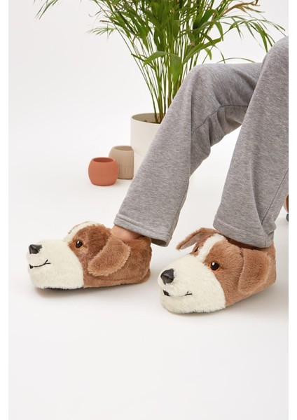 Mdes Taba Hayvanlı Sessiz Taban Panduf Sevimli Köpek Figürlü Peluş Ev Ayakkabısı fiyatları