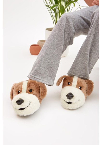 Mdes Taba Hayvanlı Sessiz Taban Panduf Sevimli Köpek Figürlü Peluş Ev Ayakkabısı fırsatları
