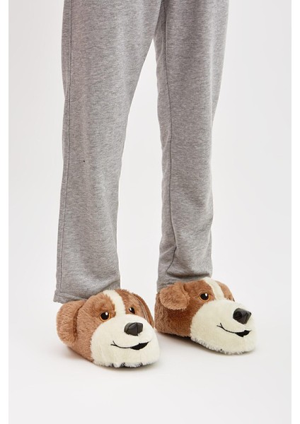 Mdes Taba Hayvanlı Sessiz Taban Panduf Sevimli Köpek Figürlü Peluş Ev Ayakkabısı indirimleri